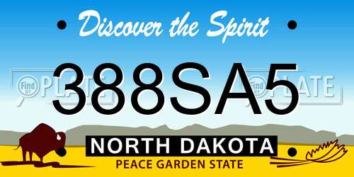 388SA5 North Dakota License Plate