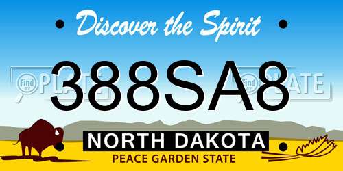 388SA8 North Dakota License Plate