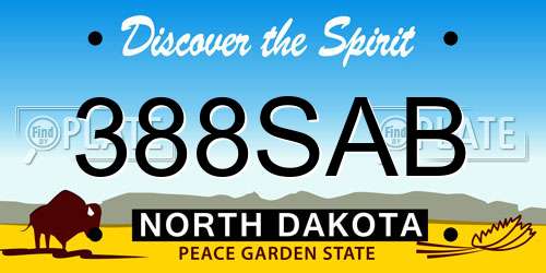 388SAB North Dakota License Plate