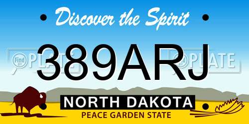 389ARJ North Dakota License Plate