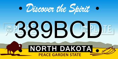 389BCD North Dakota License Plate