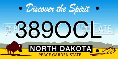 389OCL North Dakota License Plate