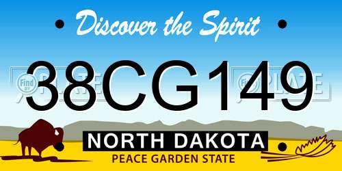 38CG149 North Dakota License Plate