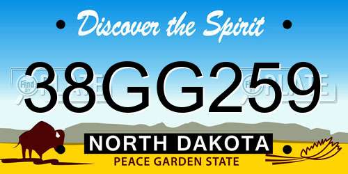 38GG259 North Dakota License Plate