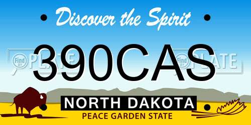 390CAS North Dakota License Plate