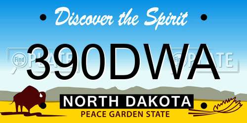 390DWA North Dakota License Plate