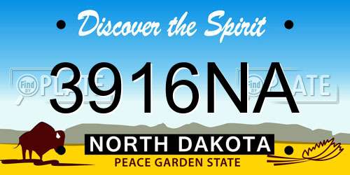 3916NA North Dakota License Plate