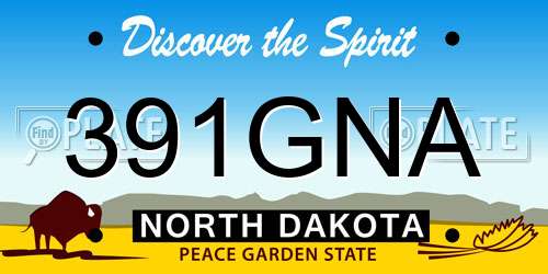 391GNA North Dakota License Plate