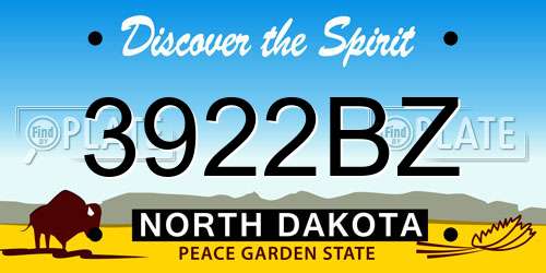 3922BZ North Dakota License Plate