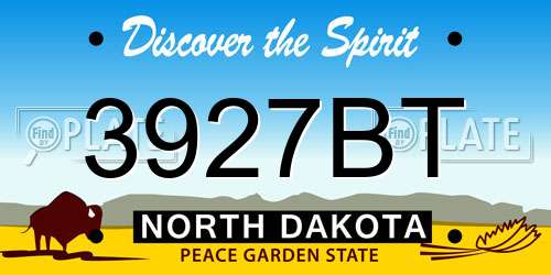 3927BT North Dakota License Plate
