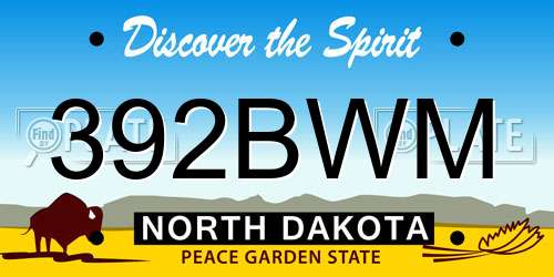 392BWM North Dakota License Plate