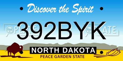 392BYK North Dakota License Plate