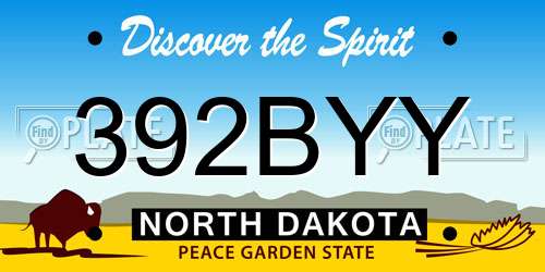 392BYY North Dakota License Plate