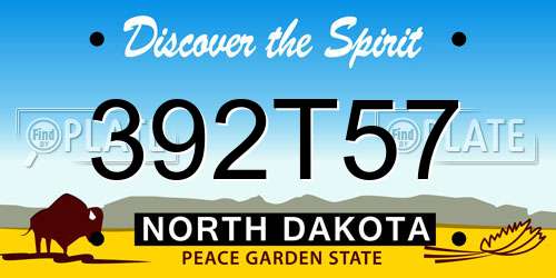 392T57 North Dakota License Plate