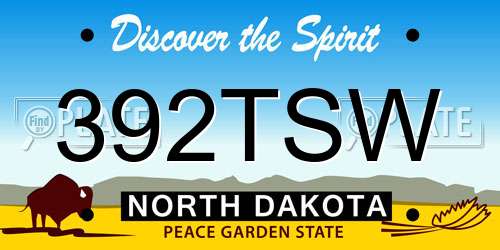 392TSW North Dakota License Plate