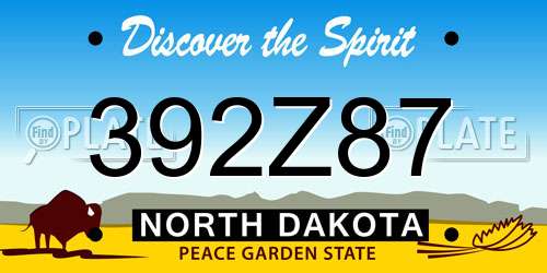 392Z87 North Dakota License Plate