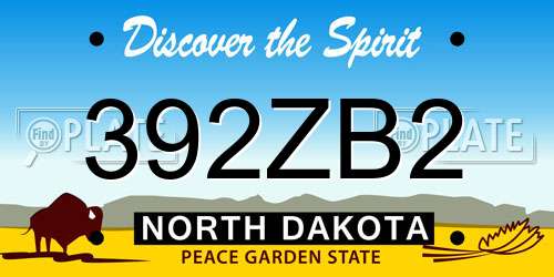 392ZB2 North Dakota License Plate