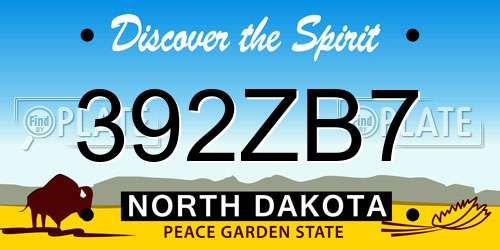 392ZB7 North Dakota License Plate