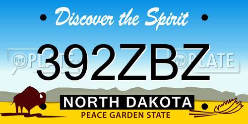 392ZBZ North Dakota License Plate