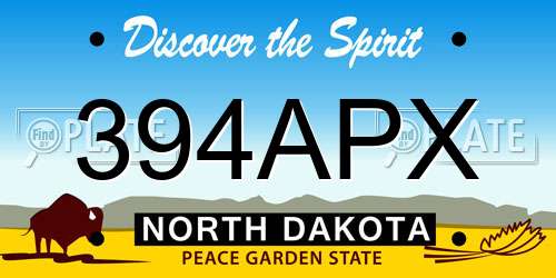394APX North Dakota License Plate