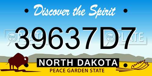 39637D7 North Dakota License Plate