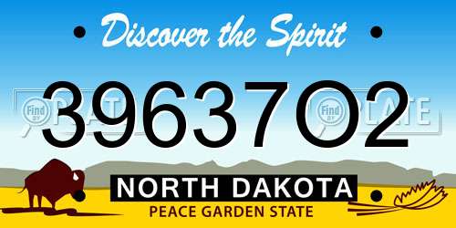39637O2 North Dakota License Plate