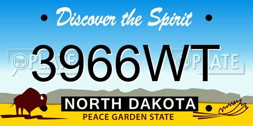 3966WT North Dakota License Plate