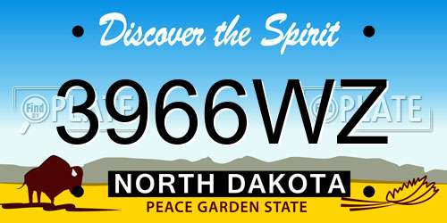 3966WZ North Dakota License Plate