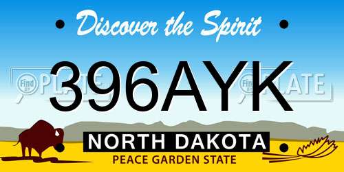 396AYK North Dakota License Plate