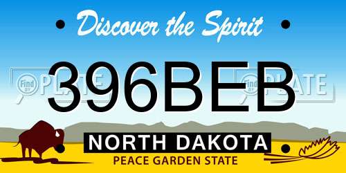 396BEB North Dakota License Plate
