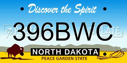 396BWC North Dakota License Plate