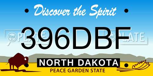 396DBF North Dakota License Plate
