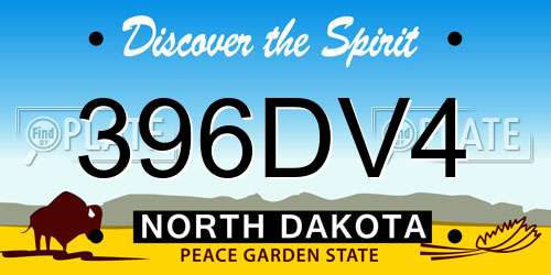396DV4 North Dakota License Plate