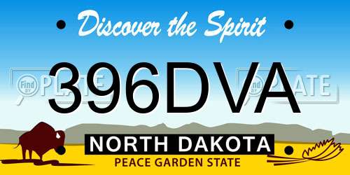 396DVA North Dakota License Plate