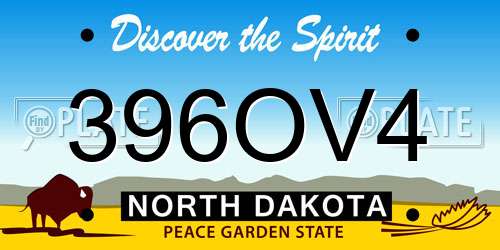 396OV4 North Dakota License Plate
