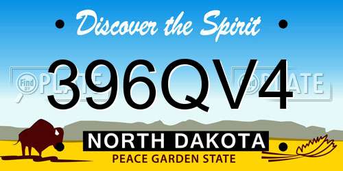 396QV4 North Dakota License Plate