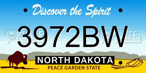 3972BW North Dakota License Plate