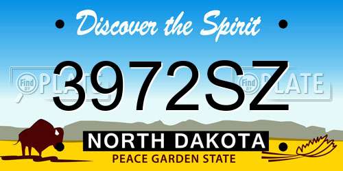 3972SZ North Dakota License Plate