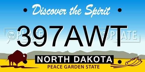 397AWT North Dakota License Plate