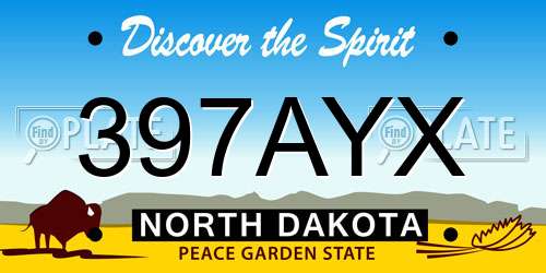 397AYX North Dakota License Plate