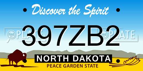 397ZB2 North Dakota License Plate