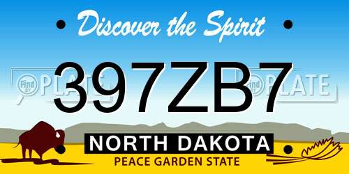 397ZB7 North Dakota License Plate
