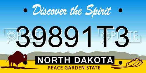 39891T3 North Dakota License Plate