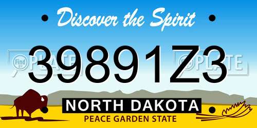39891Z3 North Dakota License Plate