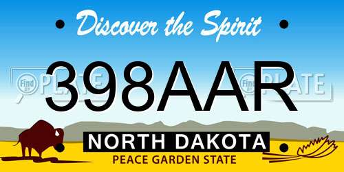398AAR North Dakota License Plate