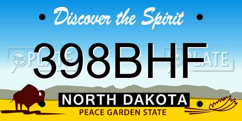 398BHF North Dakota License Plate