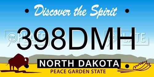398DMH North Dakota License Plate