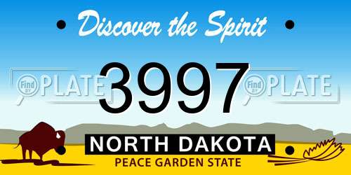 3997 North Dakota License Plate