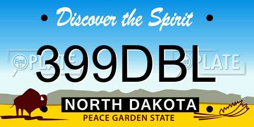 399DBL North Dakota License Plate