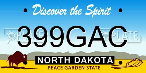 399GAC North Dakota License Plate